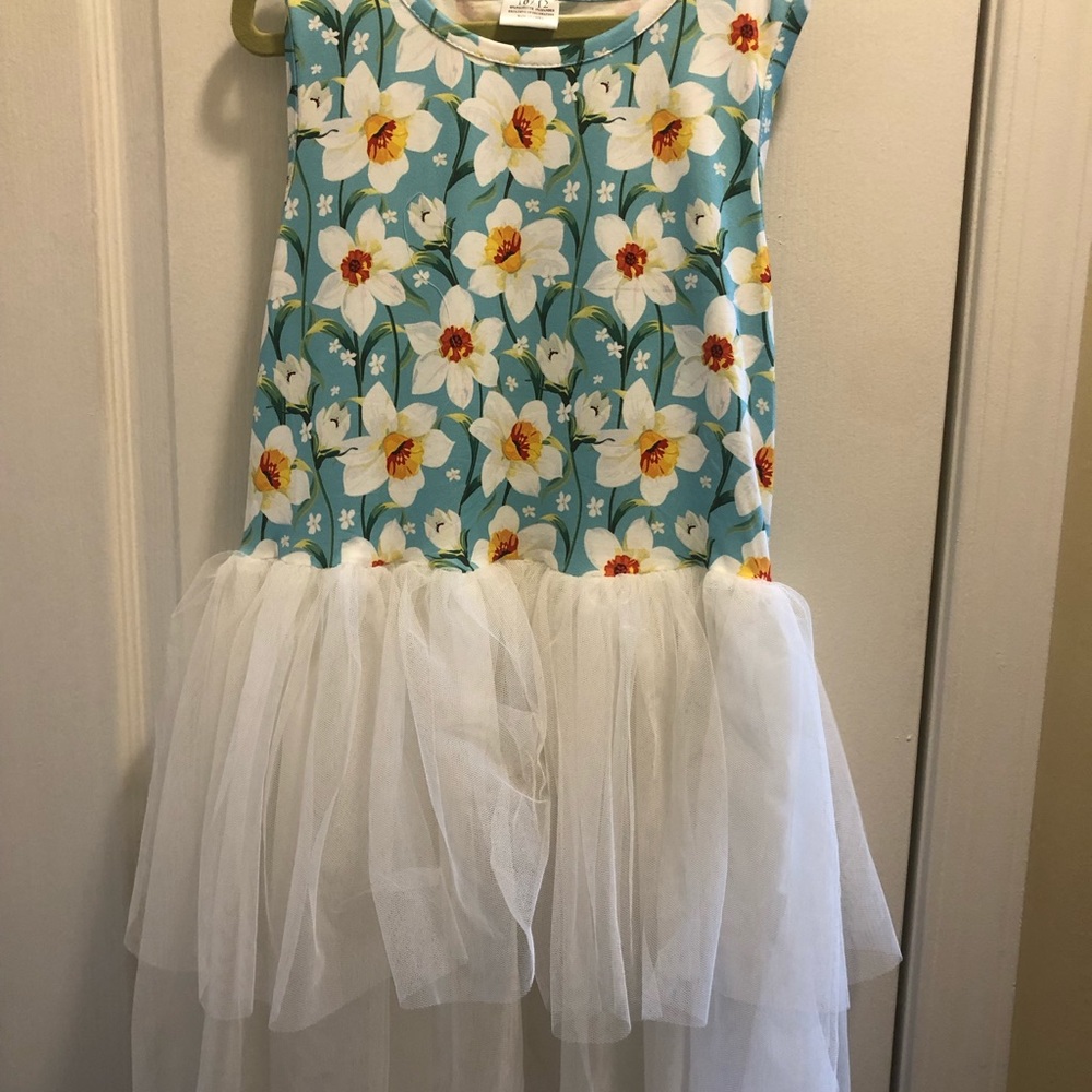 Blue and white floral dress